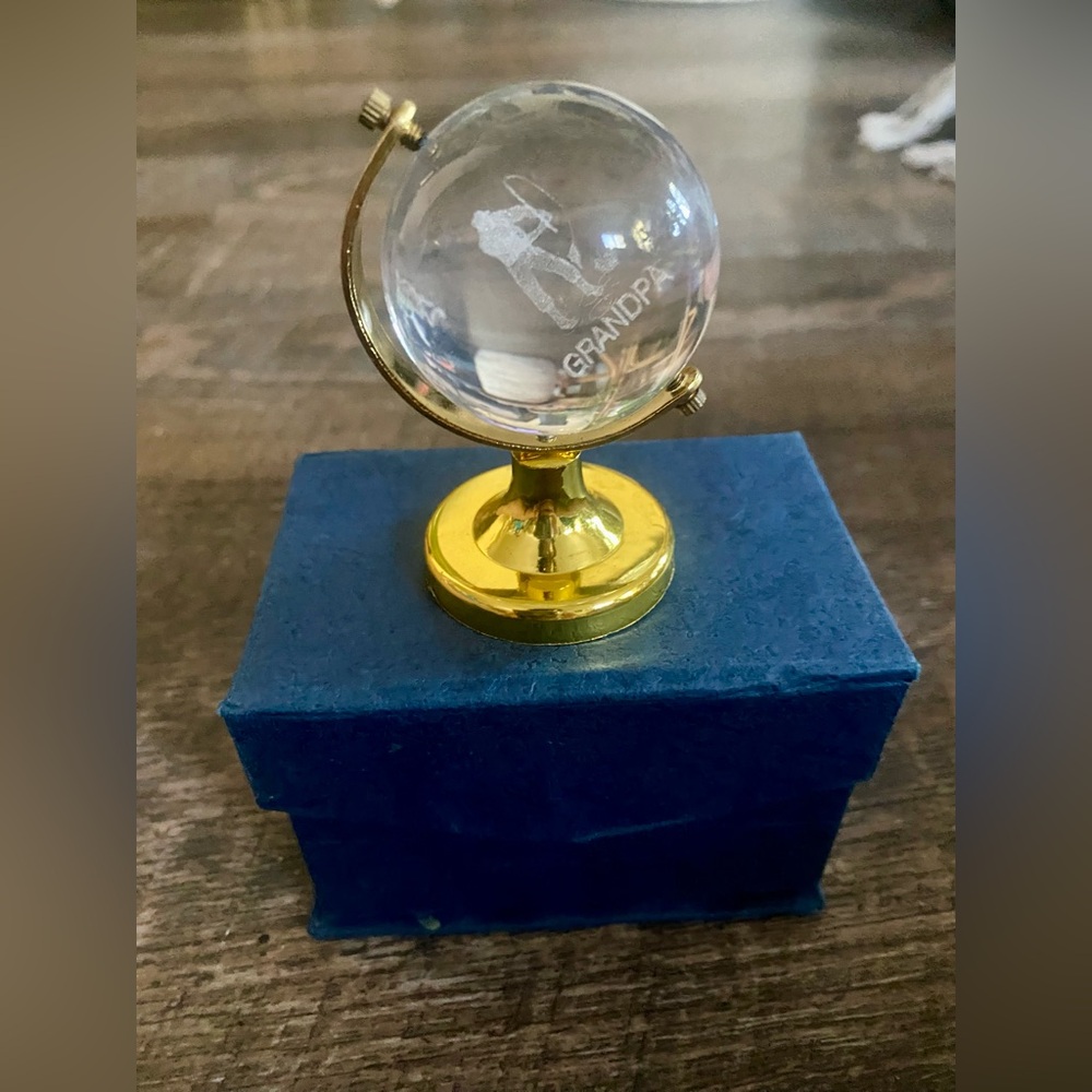 LeRoux Grandpa Themed Crystal Globe LeRoux Paperweight